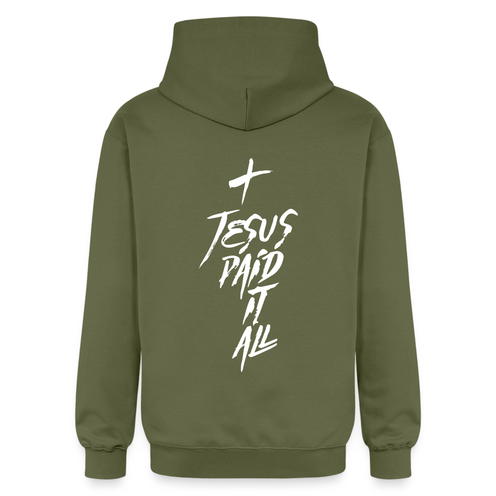 He paid it all hoodie - military green